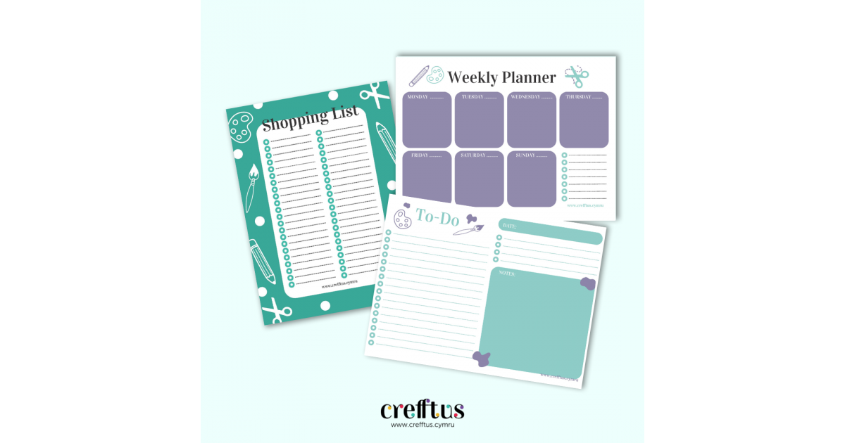 Organisation Sheets in English - 3 A5 Digital Downloads | Crefftus