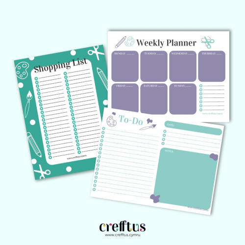 Organisation Sheets in English - 3 A5 Digital Downloads | Crefftus